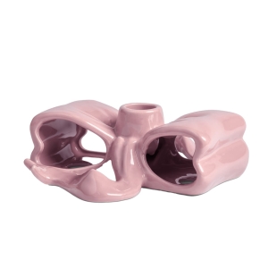 Różowy ceramiczny świecznik &k amsterdam Ribbon w nowoczesnym stylu