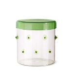 Mały szklany pojemnik Octaevo Agave z zieloną pokrywką
