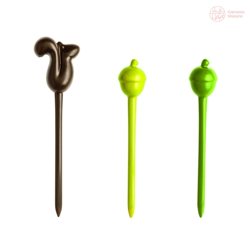 8 Widelczyków do przekąsek Koziol Nick brązowo-zielonych