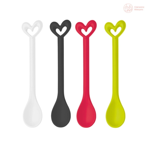 4 Łyżeczki Koziol Happy Spoons Susi, biały, czarny, róż, limonka