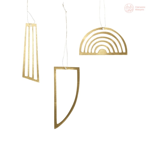 3 ozdoby wiszące ferm LIVING złote