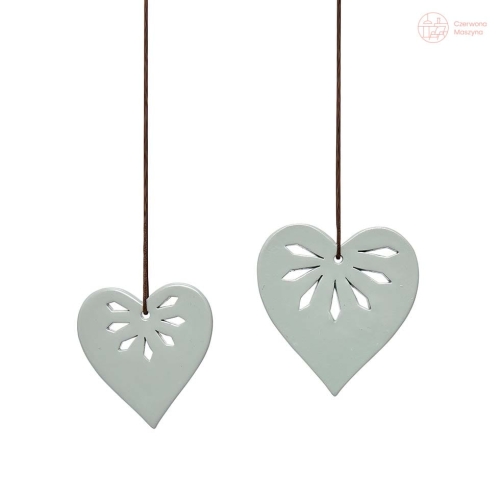 2 Zawieszki świąteczne Hübsch Serca, szare