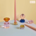 Szklany świecznik Hübsch, amber/pink