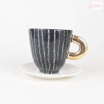 Filiżanka do kawy Cerama Studio B&W, czarna w białe kreski