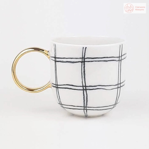 Kubeczek do kawy Cerama Studio B&amp;W, biały w czarną kratę