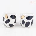 2 Kubeczeki do kawy Cerama Studio B&amp;W – zestaw, biały w groszki