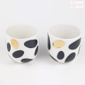 2 Kubeczeki do kawy Cerama Studio B&amp;W – zestaw, biały w groszki