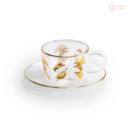 Filiżanka ze spodkiem do kawy Seletti Toiletpaper Lipsticks