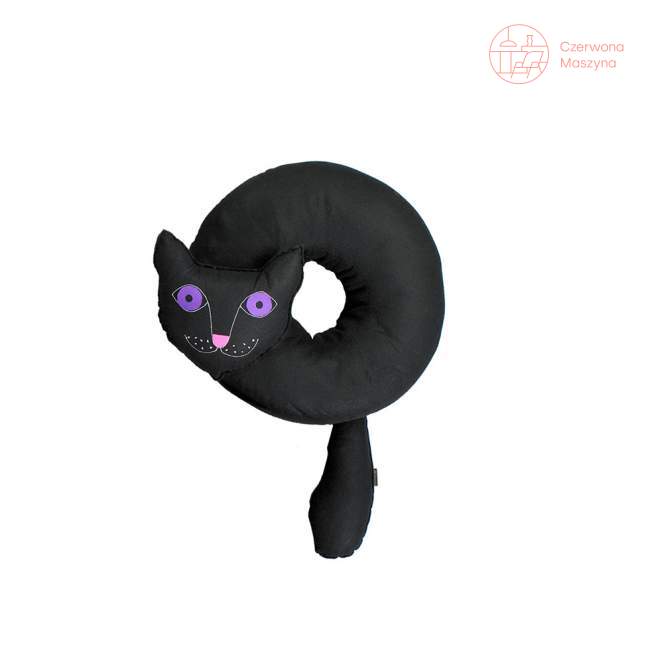 Poduszka do siedzenia Lilyshop Kot czarna z fioletowymi oczami