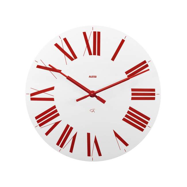 Zegar ścienny Alessi Firenze Ø 36 cm, biało – czerwony