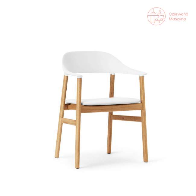 Krzesło z podłokietnikiem tapicerowane Normann Copenhagen Herit oak leather white