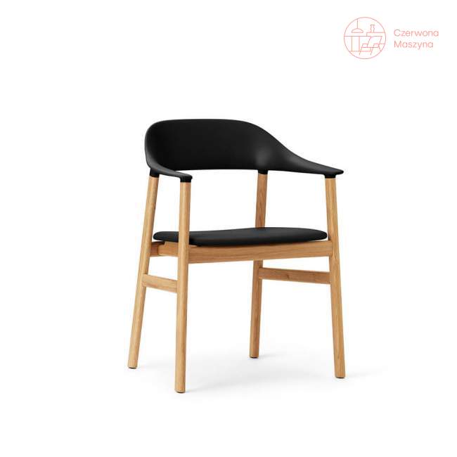Krzesło z podłokietnikiem tapicerowane Normann Copenhagen Herit oak leather black