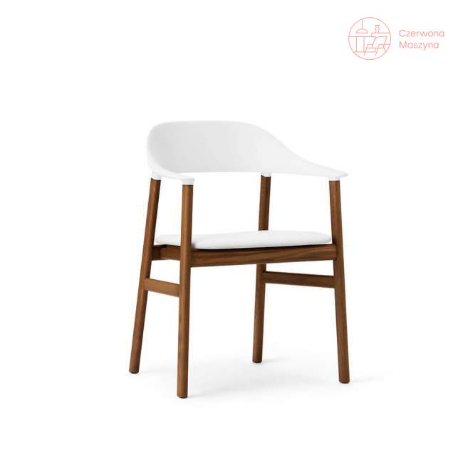 Krzesło z podłokietnikiem tapicerowane Normann Copenhagen Herit smoked oak leather white