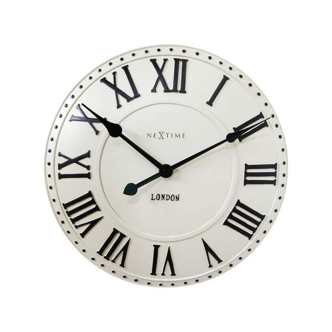 Zegar ścienny NeXtime London Roman Ø 34,5 cm, kremowy