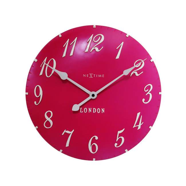 Zegar ścienny NeXtime London Arabic Ø 34,5 cm, różowy