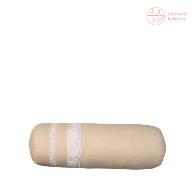 Poduszka - wałek Lilyshop beżowy z białą koronką