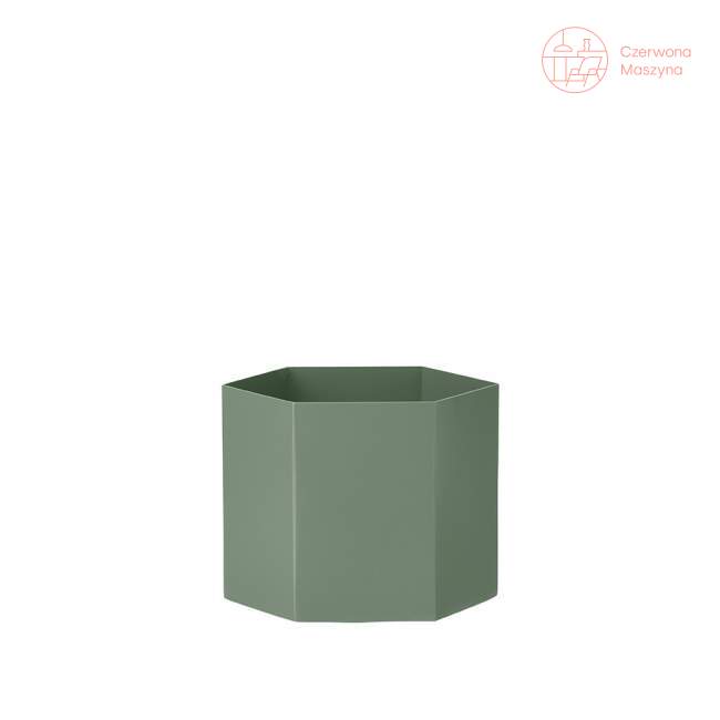 Osłonka na doniczkę ferm LIVING Hexagon 18 cm, zielona