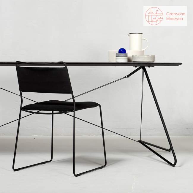Krzesło OK Design One Wire, czarne, czarna poduszka