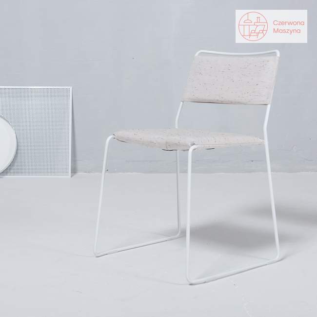 Krzesło OK Design One Wire, białe, biała poduszka