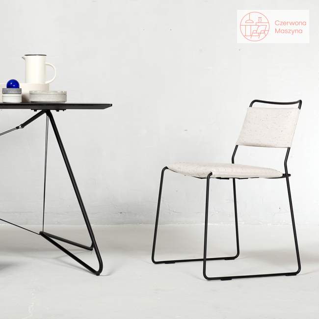 Krzesło OK Design One Wire, czarne, biała poduszka