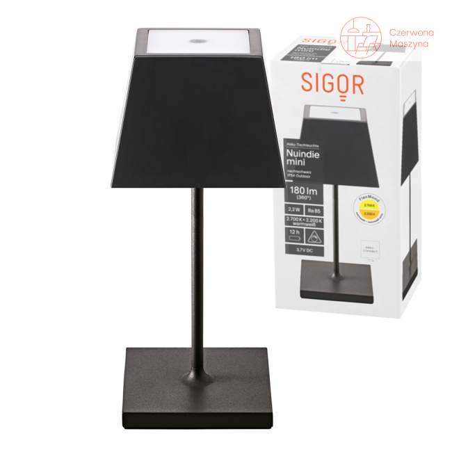 Lampa bezprzewodowa Sigor Nuindie Mini kwadratowa, czarny