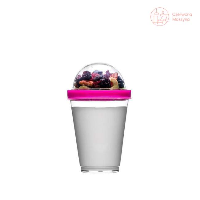 Kubek na jogurt z pojemnikiem na musli Sagaform Fresh 300 ml, różowy