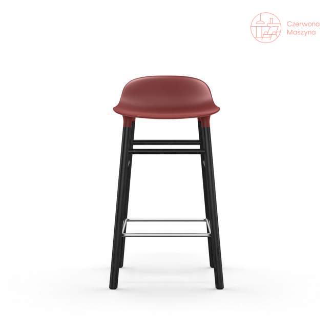 Krzesło barowe Normann Copenhagen Form 65 cm dąb, czerwone z czarnymi nogami