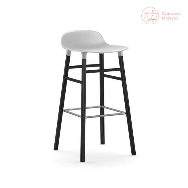 Krzesło barowe Normann Copenhagen Form 75 cm dąb, białe z czarnymi nogami