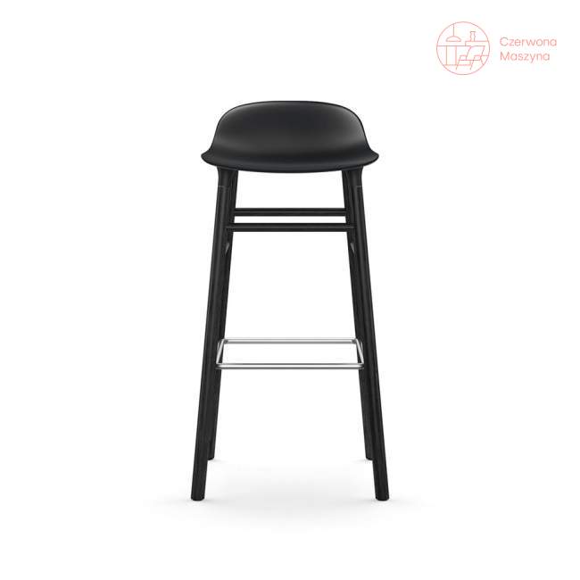 Krzesło barowe Normann Copenhagen Form 75 cm dąb, czarne z czarnymi nogami