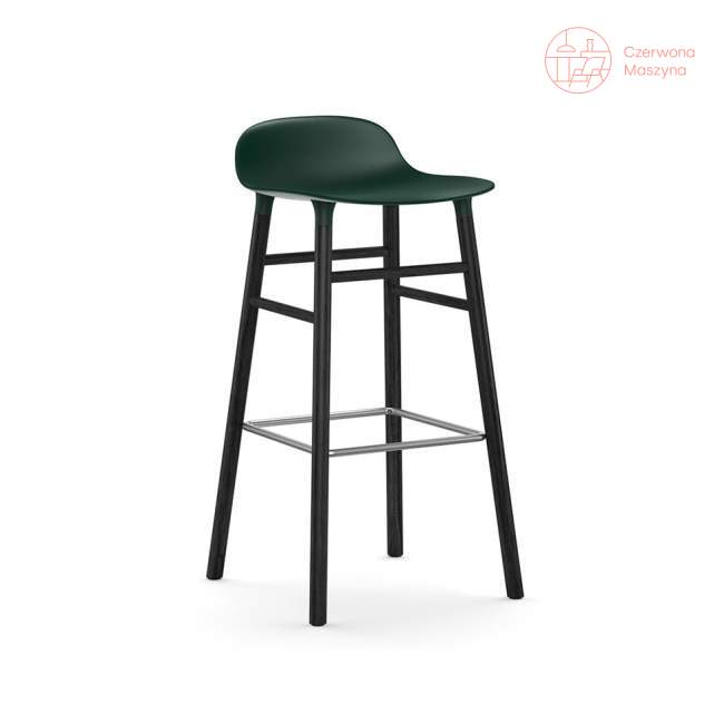 Krzesło barowe Normann Copenhagen Form 75 cm dąb, zielone z czarnymi nogami