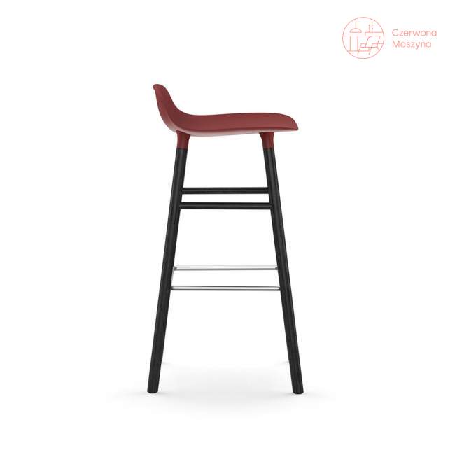 Krzesło barowe Normann Copenhagen Form 75 cm dąb, czerwone z czarnymi nogami