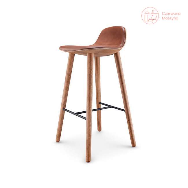 Krzesło barowe Eva Solo Abalone, 75 cm, oiled oak / cognac leather