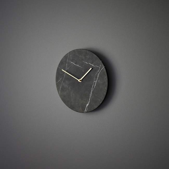 Zegar ścienny Menu Marble Wall Clock Ø 30 cm, czarny