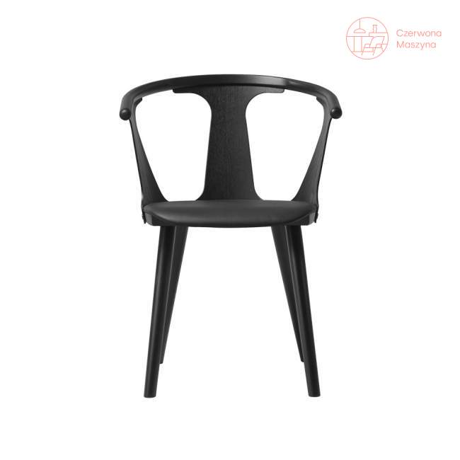 Krzesło &tradition In Between SK2, czarne ze skórzanym siedziskiem