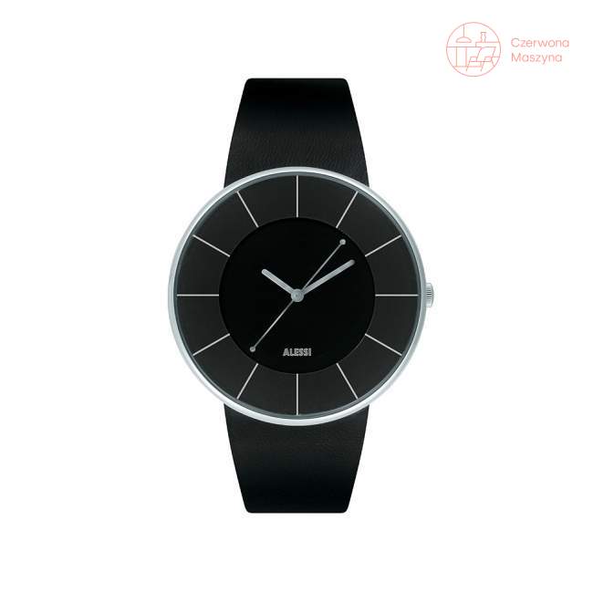Zegarek Alessi Luna czarny ze srebrnymi wskazówkami