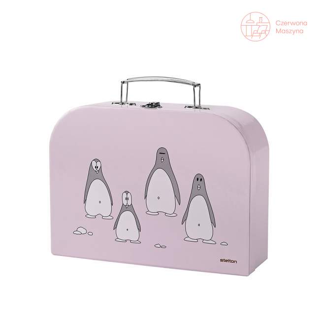 Zestaw sztućców dla dzieci Stelton Penguin, różowa walizeczka