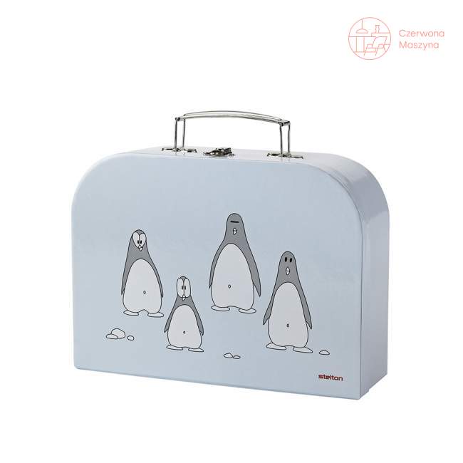 Zestaw sztućców dla dzieci Stelton Penguin, niebieska walizeczka
