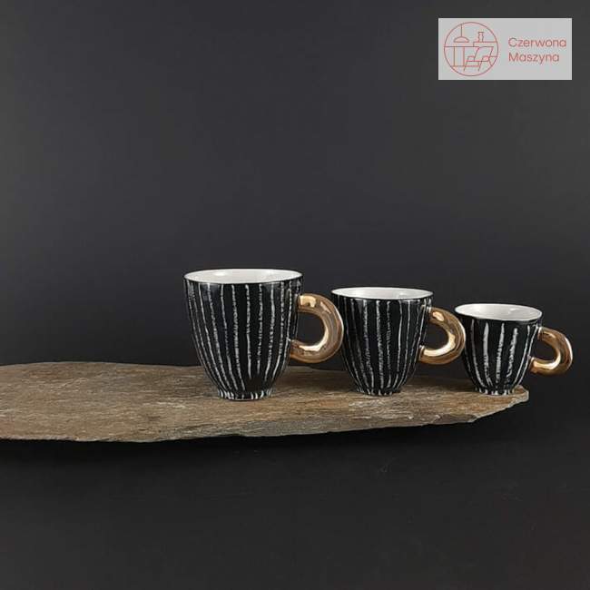 Filiżanka do herbaty Cerama Studio B&W, czarna w białe kreski