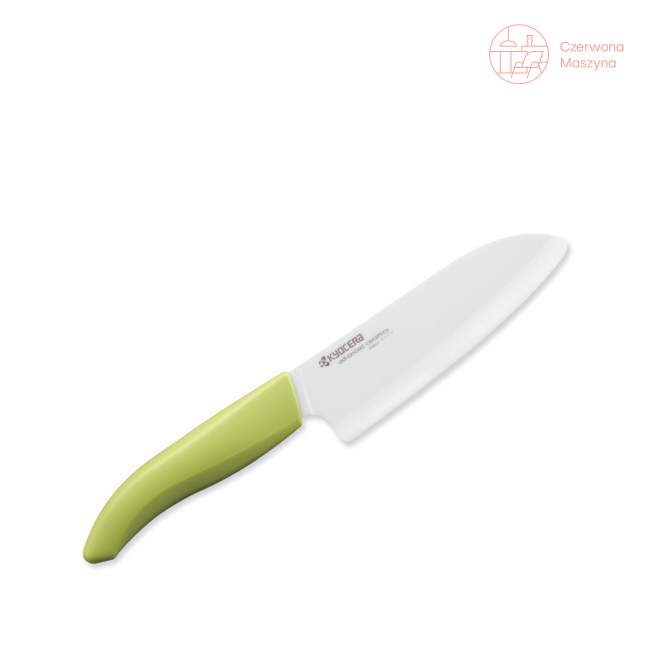 Nóż ceramiczny Santoku Kyocera White Series z zieloną rączką, 14 cm