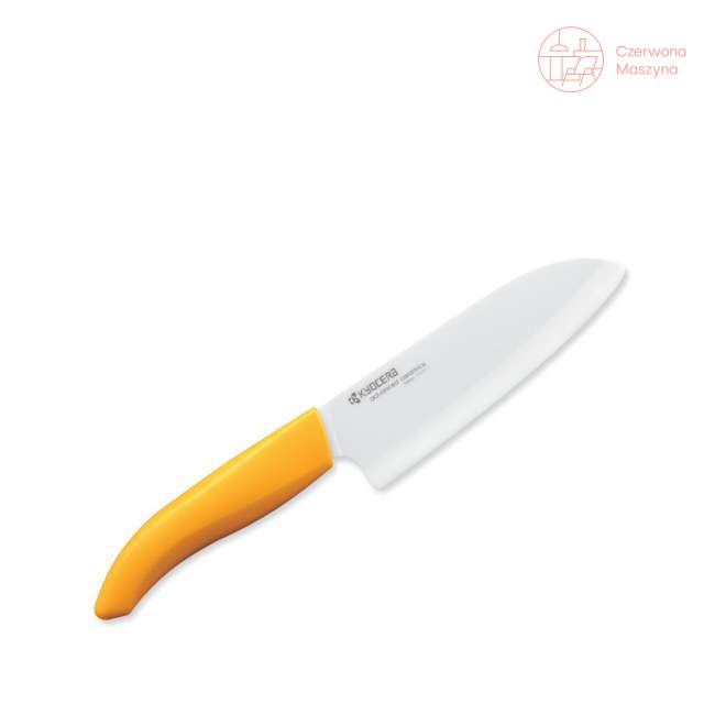 Nóż ceramiczny Santoku Kyocera White Series z żółtą rączką, 14 cm