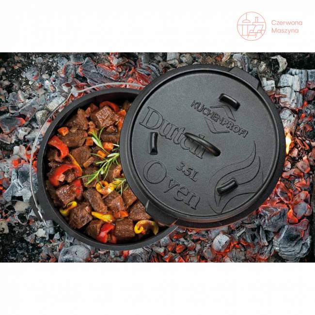 Garnek żeliwny z akcesoriami Küchenprofi,do używania na grillu i nad ogniskiem