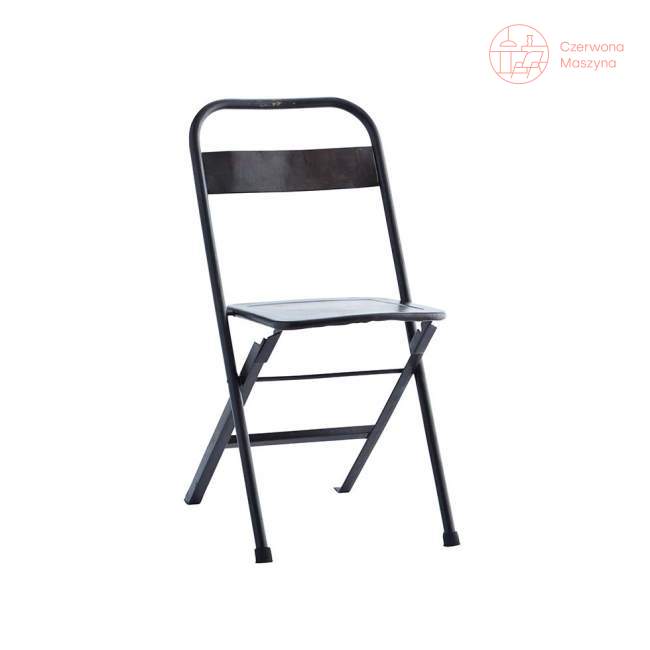 Składane metalowe krzesło z recyklingu Madam Stoltz, 81 cm, czarne