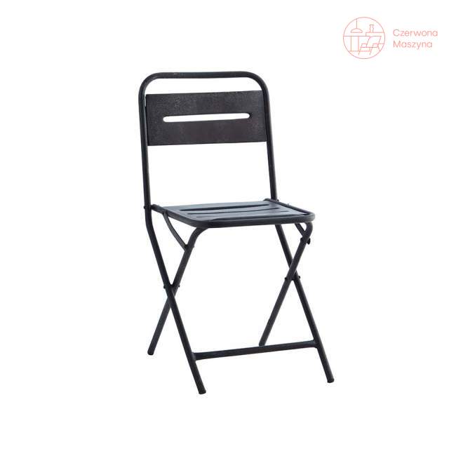 Składane metalowe krzesło z recyklingu Madam Stoltz, 78 cm, czarne