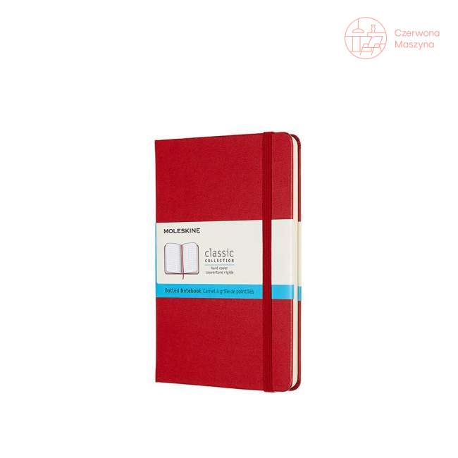 Notes Moleskine Classic L w kropki, czarne okładka, 240 stron, scarlet red