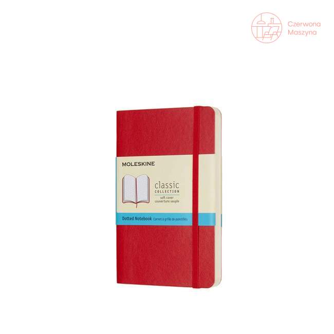 Notes Moleskine Classic P w kropki, miękka oprawa, 192 strony, czerwony