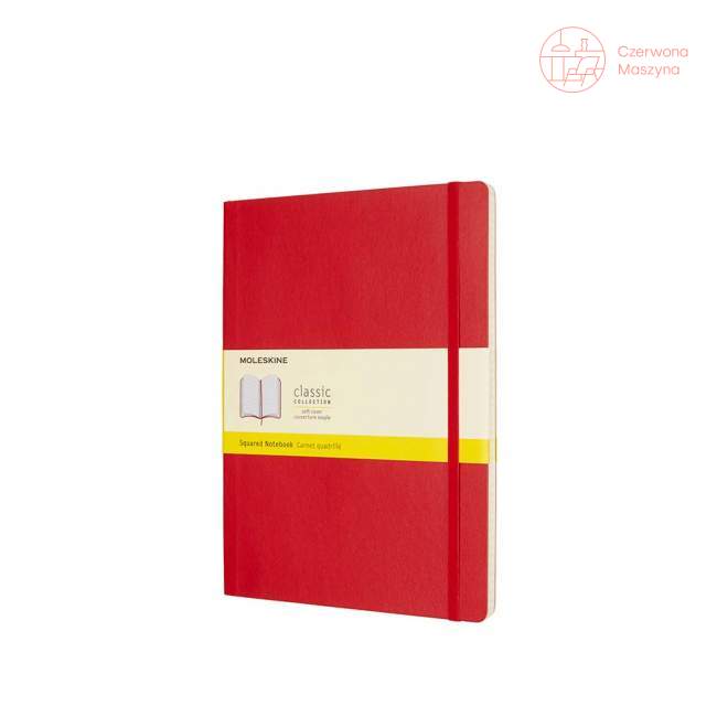 Notes Moleskine Classic XL w kratkę, miękka oprawa, 192 strony, czerwony