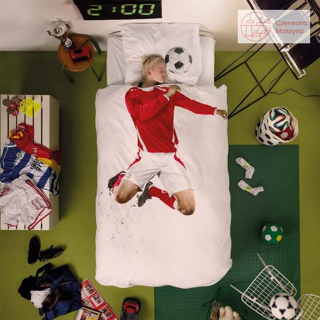 Pościel Snurk Soccer Champ 200 x 200 cm, czerwona